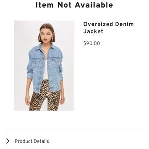 Oversized Topshop denim jacket. New with tags!
